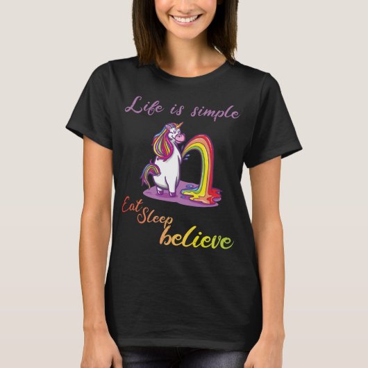 Life is simple - eat sleep believe tシャツ (正面)