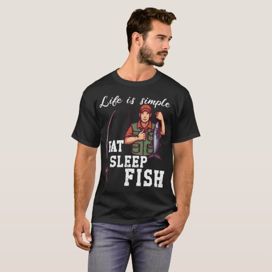Life is simple - fish tシャツ (正面フル)