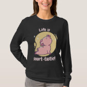 Life Is Snort Tastic Retro Cute  Pig Present Tシャツ (正面)