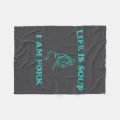 Life Is Soup I Am Fork Funny Frog フリースブランケット (正面(横))