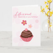 Life Is Sweet Birthday Cute Chocolate カード (黄色い花)