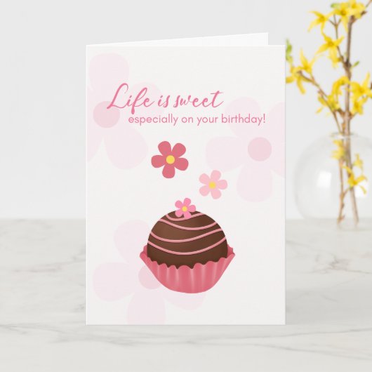 Life Is Sweet Birthday Cute Chocolate カード (黄色い花)