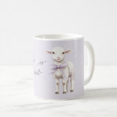 Life is Sweet Lavender Bow Happy Lamb コーヒーマグカップ (正面右)