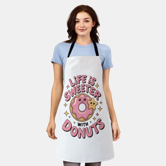 Life Is Sweeter With Donuts エプロン (着用した状態)