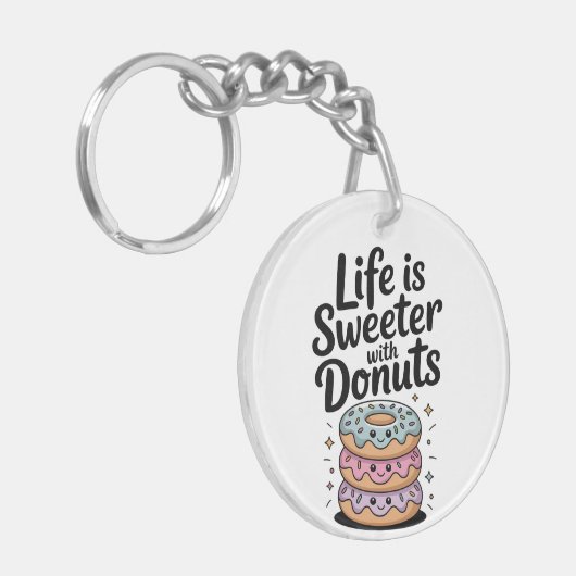 Life Is Sweeter With Donuts キーホルダー (正面左)