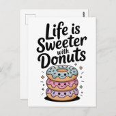Life Is Sweeter With Donuts ポストカード (正面/裏面)