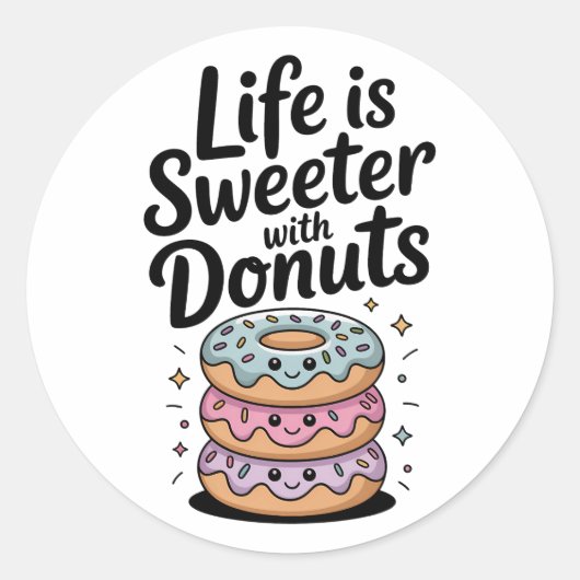 Life Is Sweeter With Donuts ラウンドシール (正面)