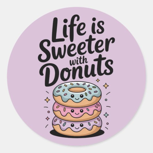 Life Is Sweeter With Donuts ラウンドシール (正面)