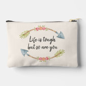 Life is Tough Watercolor Floral Arrow Cream アクセサリーポーチ (裏面)