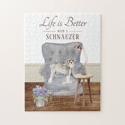Life Is With A Black Schnauzer Jigsaw Puzzle ジグソーパズル (縦)