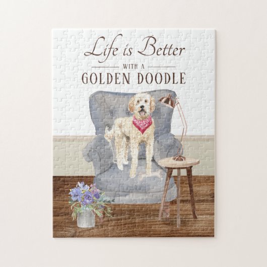 Life Is With A Golden Doodle ジグソーパズル (縦)