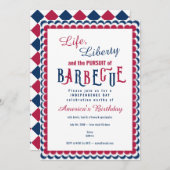 Life Liberty 4th of 7月の愛国的なBBQ花火 招待状 (正面/裏面)