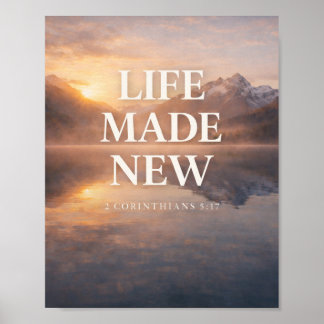 Life Made New Mountain Sunrise Design ポスター