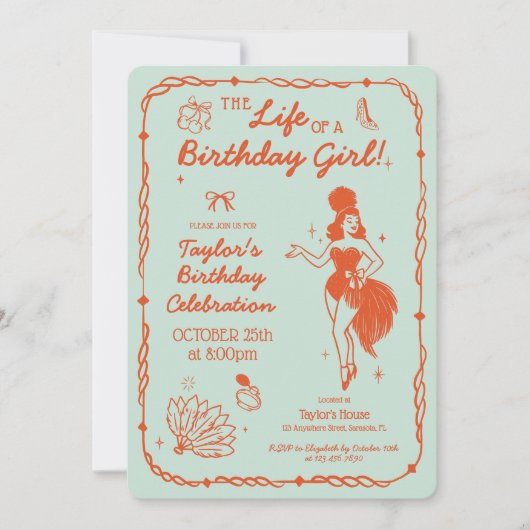 Life of a Birthday Girl Invitation 招待状 (正面)