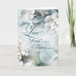 Life Partner Birthday White Magnolias with Name カード
