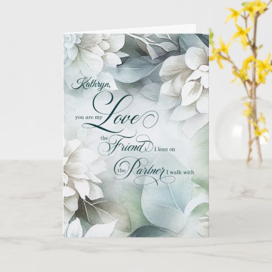 Life Partner Birthday White Magnolias with Name カード (黄色い花)