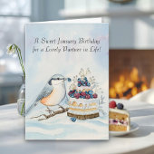 Life Partner Happy January Birthday Nuthatch  カード