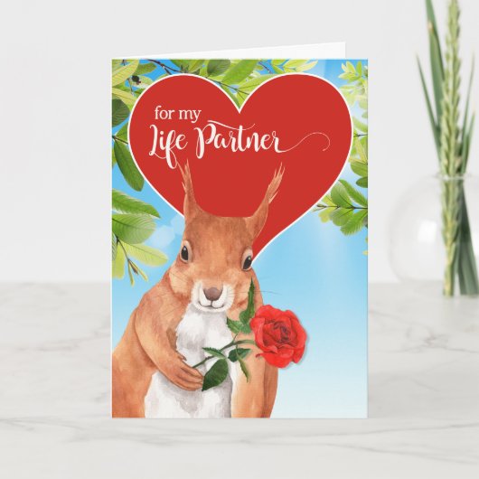 Life Partner on Valentine's Day Funny Squirrel シーズンカード (正面)