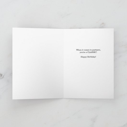 Life Partner's Birthday Retro Classic Car カード (内部)