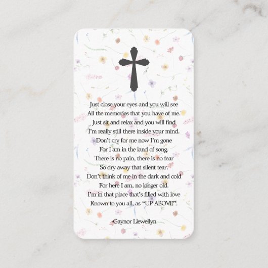 Life Photoブックマーク祈りの言葉カードお祝い 名刺 (裏面)