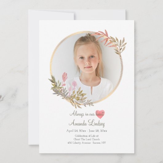 Life Photo Cardの水色お祝い 招待状 (正面)