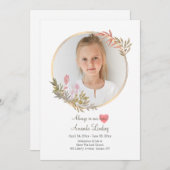 Life Photo Cardの水色お祝い 招待状 (正面/裏面)