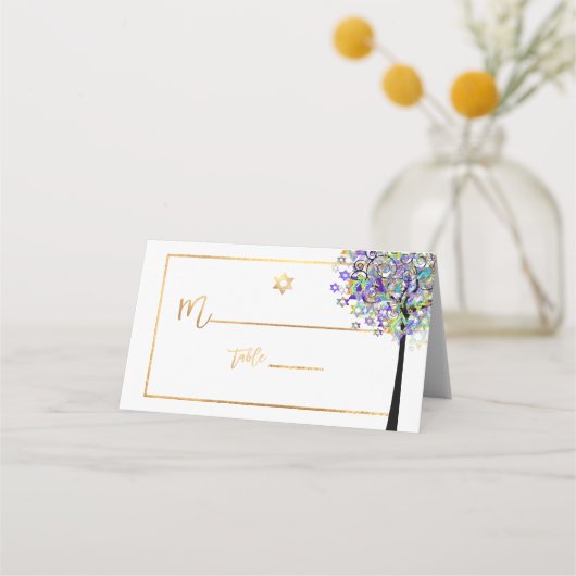 LIfe+Purple+GreenのPixDezinesツリー プレイスカード (正面)