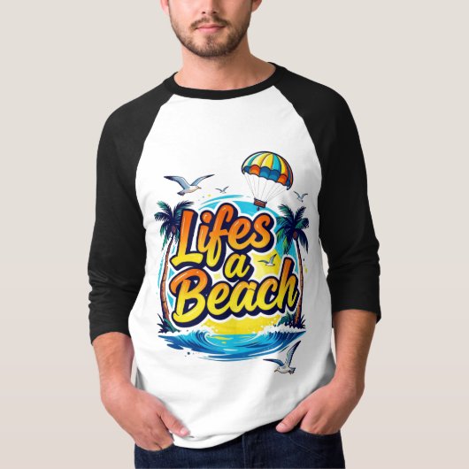 Life’s a Beach – Fun Summer Vibes Graphic T-Shirt Tシャツ (正面)