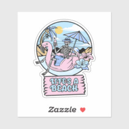 Life’s a Beach Skeleton Flamingo Float シール