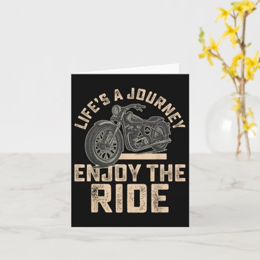 Life’s A Journey Enjoy The Ride Funny Motorcycle B カード (黄色い花)