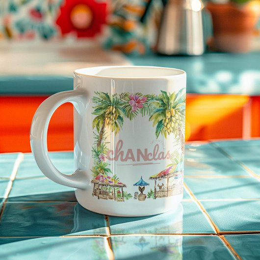 Life’s Better in Chanclas Tropical Palm Tree コーヒーマグカップ
