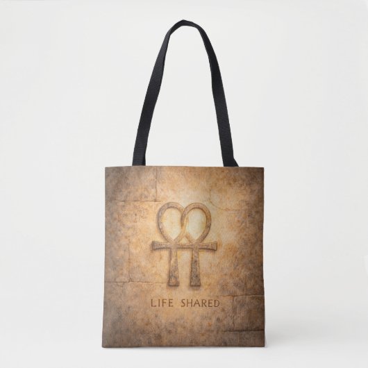 Life Shared Ankh Valentine Egyptian Love Symbol トートバッグ (正面)