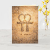 Life Shared Ankh Valentine Egyptian Symbol  カード (黄色い花)