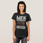Life Was Boring And Then God Created Video Games V Tシャツ (正面フル)