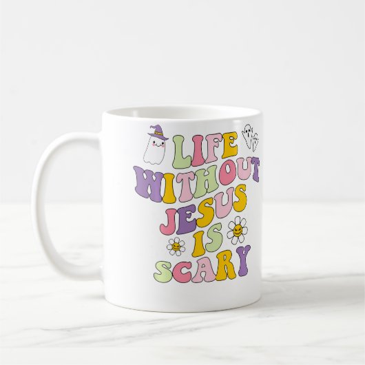 Life Without Jesus Is Scary Christian Halloween コーヒーマグカップ (左)