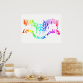 Life without MusicはBFlatの感動的引用文 ポスター (キッチン)