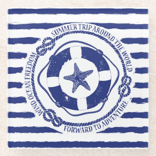 Lifebuoyおよびヒトデ ガラスコースター (正面)