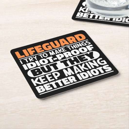 Lifeguard私は物事を作ろうとするおもしろい諺 スクエアペーパーコースター (アングル)