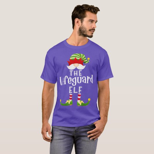 Lifeguard Elf Group Christmas Funny Pajama Party Tシャツ (正面フル)