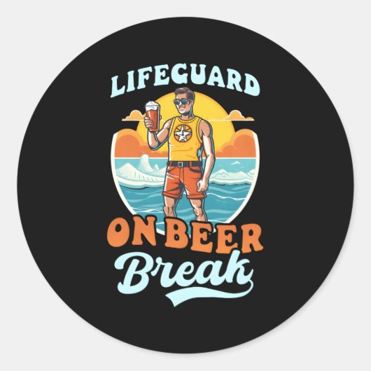 Lifeguard On Beer Break Lifeguard ラウンドシール (正面)
