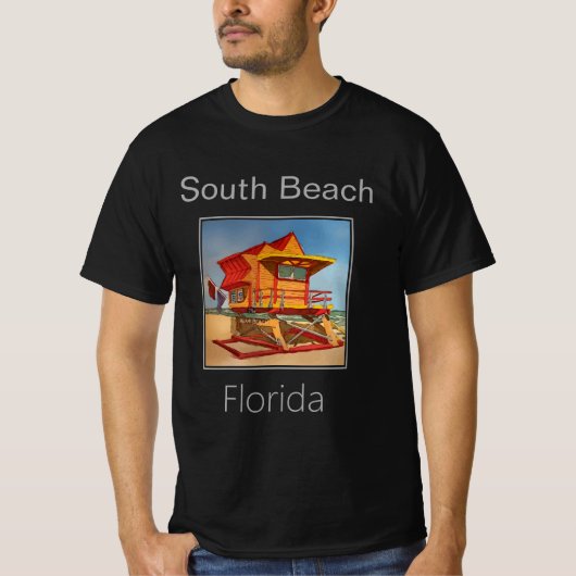 Lifeguard Tower, Red & Orange,南ビーチフロリダ Tシャツ (正面)