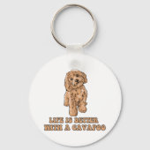 Lifeis Better With A Cavapoo -おもしろい犬恋人1 キーホルダー (正面)