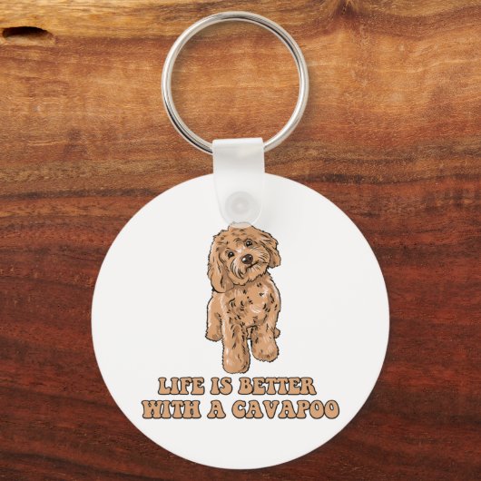 Lifeis Better With A Cavapoo -おもしろい犬恋人1 キーホルダー (正面)