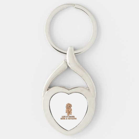 Lifeis Better With A Cavapoo -おもしろい犬恋人1 キーホルダー (正面)