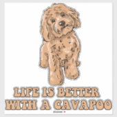 Lifeis Better With A Cavapoo -おもしろい犬恋人1 シール (シート)