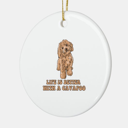 Lifeis Better With A Cavapoo -おもしろい犬恋人1 セラミックオーナメント (左)