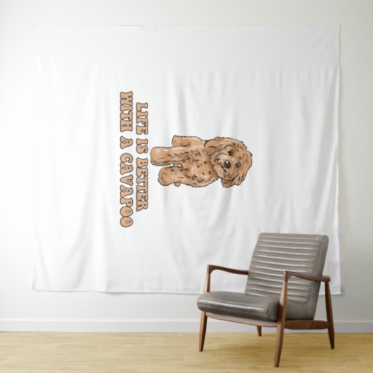 Lifeis Better With A Cavapoo -おもしろい犬恋人1 タペストリー (インサイチュ(横))