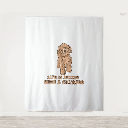 Lifeis Better With A Cavapoo -おもしろい犬恋人1 タペストリー (正面)