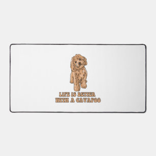 Lifeis Better With A Cavapoo -おもしろい犬恋人1 デスクマット