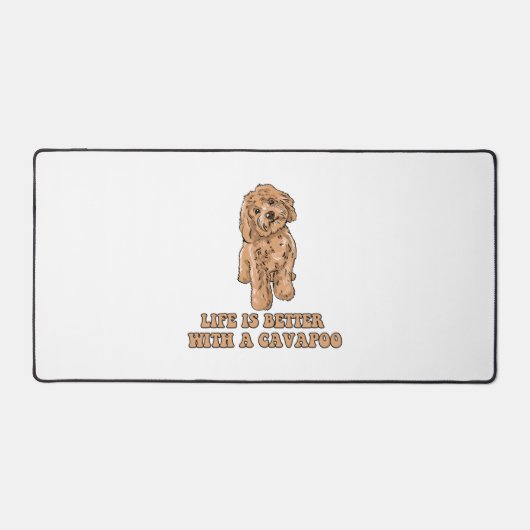 Lifeis Better With A Cavapoo -おもしろい犬恋人1 デスクマット (正面)